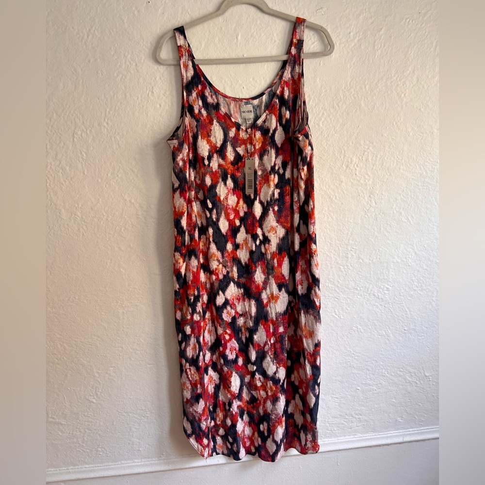 NIC+ZOE Red, Navy & Pink Printed Sleeveless Maxi Dress